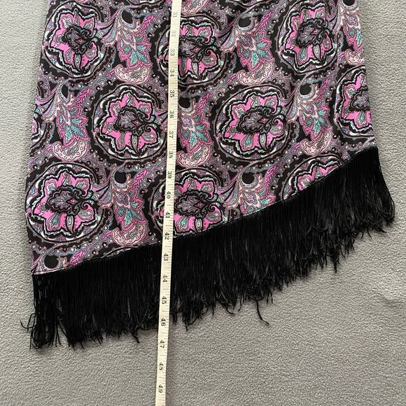 Vtg 00s Y2K Princess Bebe Halter Asymmetric Open Back Midi Dress L V Neck Fringe - Picture 11 of 13